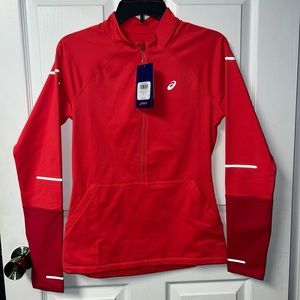 Asics liteshow 1/2 zip up long sleeve shirt top athletic activewear running warm
